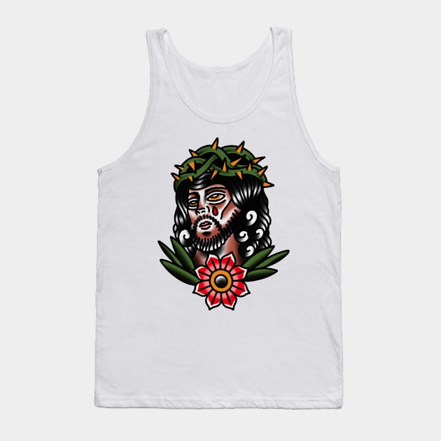 Traditional Jesus Tattoo Piece Tank Top by radquoteshirts